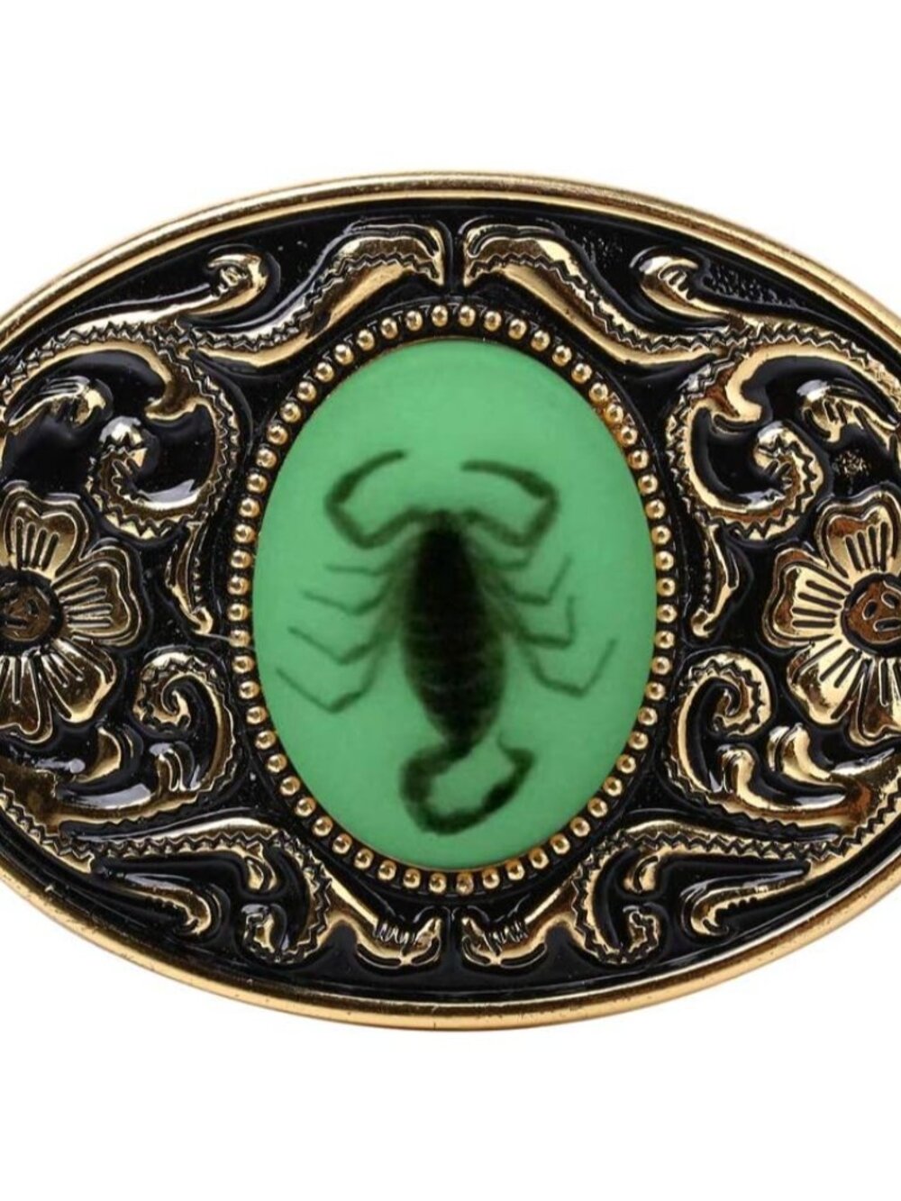 Men's Gold Unique Luminous Stone Native American Scorpion Animal Belt Buckle - Picture 2 of 5